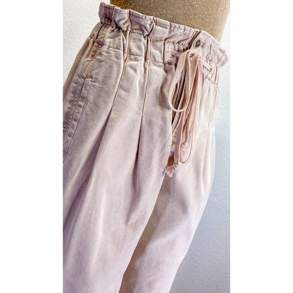 *NEW* Free People Blush High Rise Pleated Paperbag Tapered Leg Multipocket Pants - Picture 5 of 12